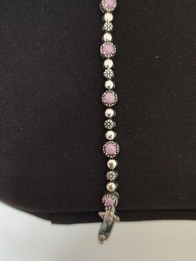 Sterling Silver Concha Flower Bracelet Purple Stones By American West